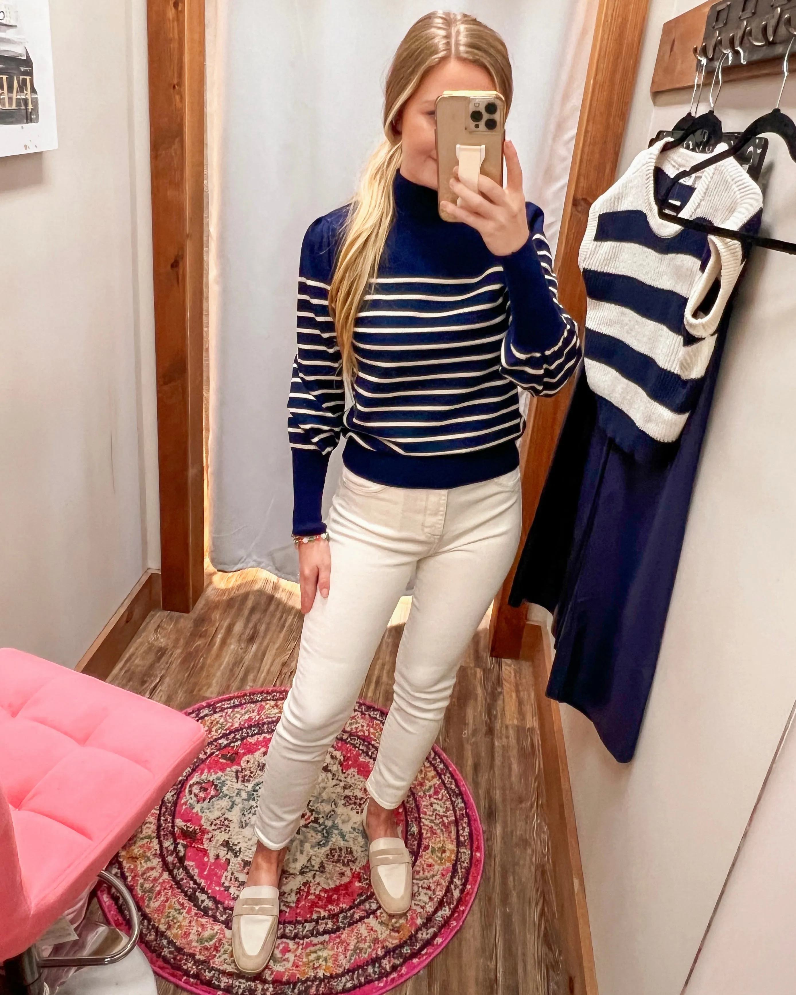 Never Break Up Navy Striped Sweater