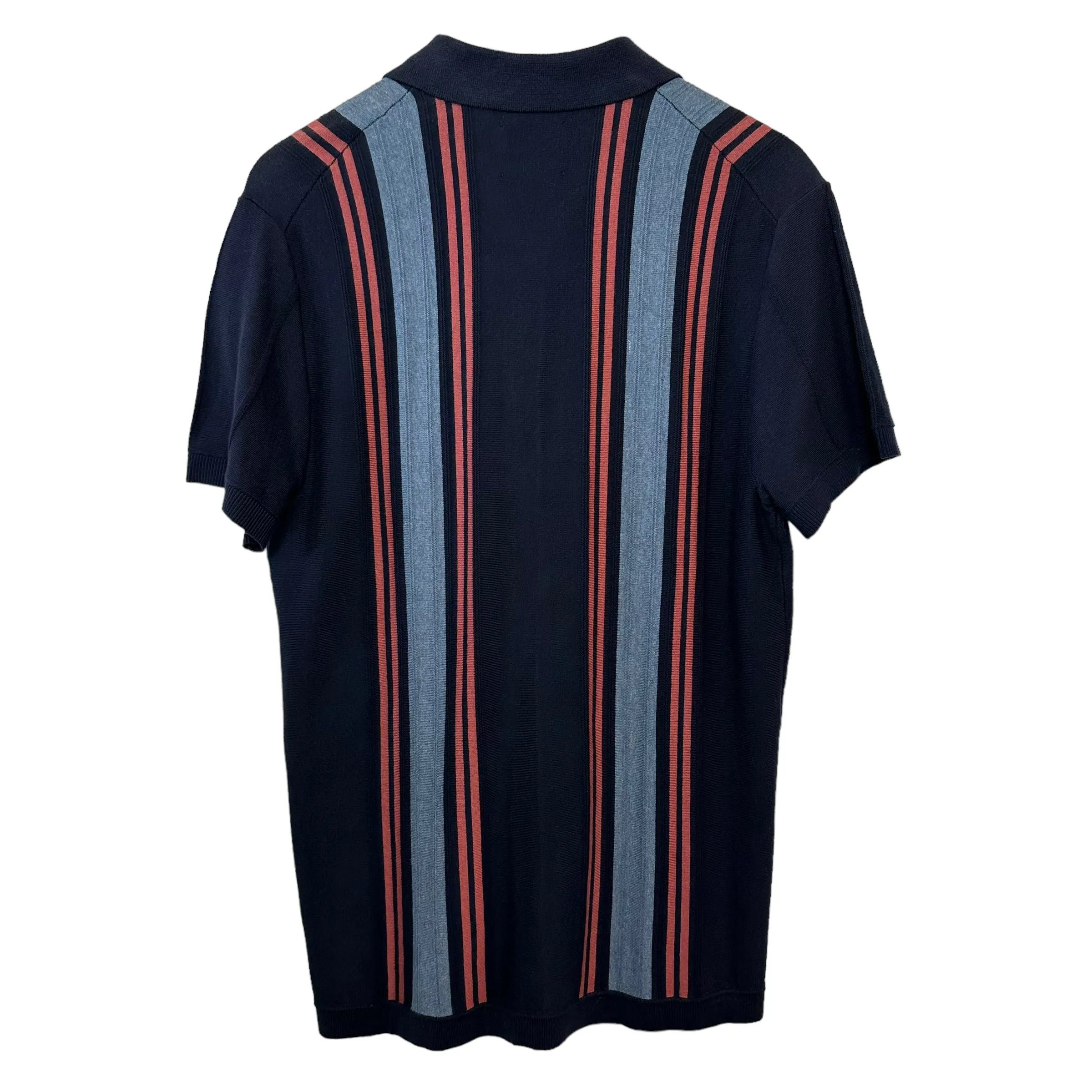 New with Tags Abercombie & Fitch Striped Button Through Sweater Polo Navy Blue Red Medium