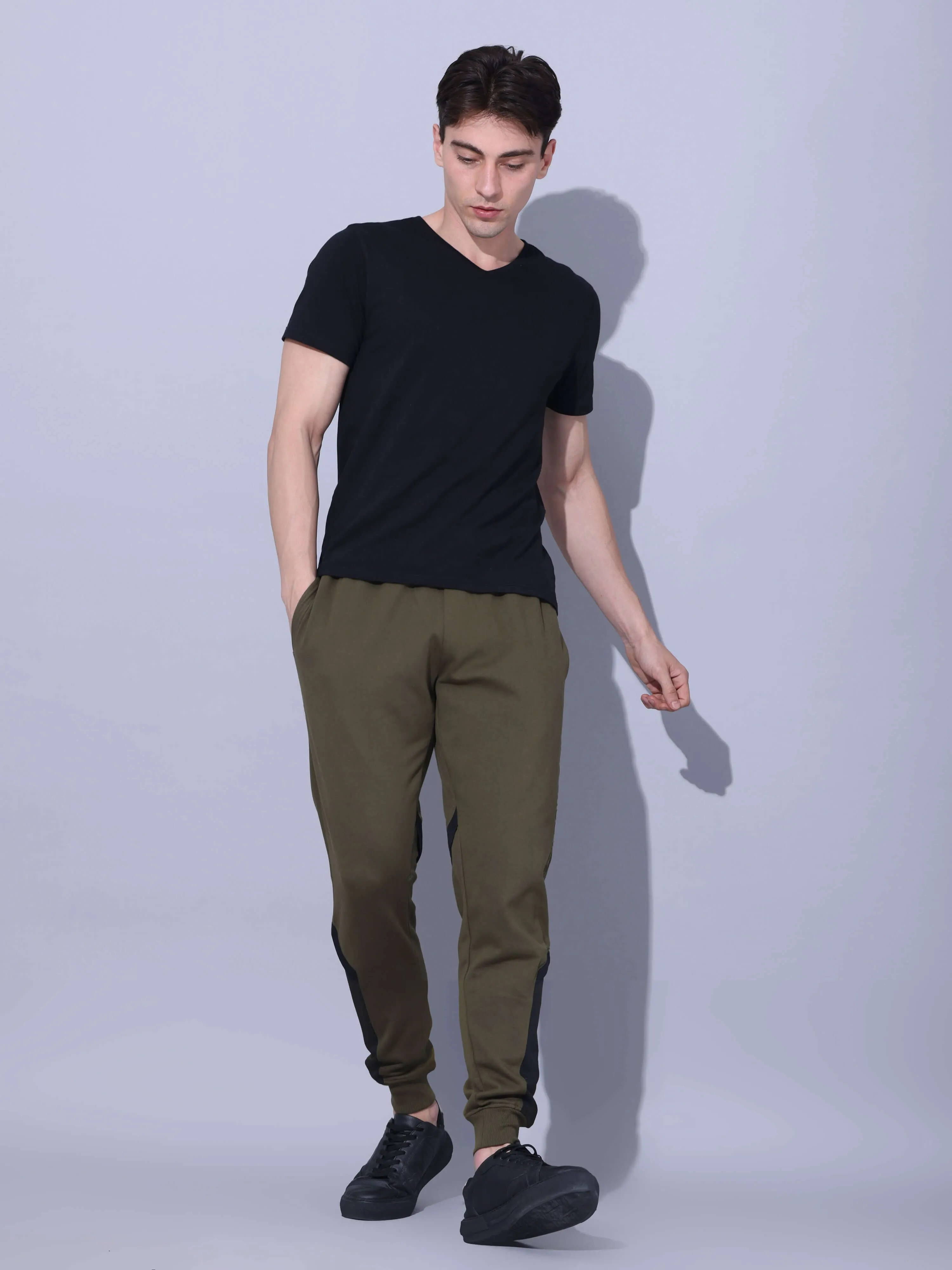 Olive Joggers With Adjustable Draw String