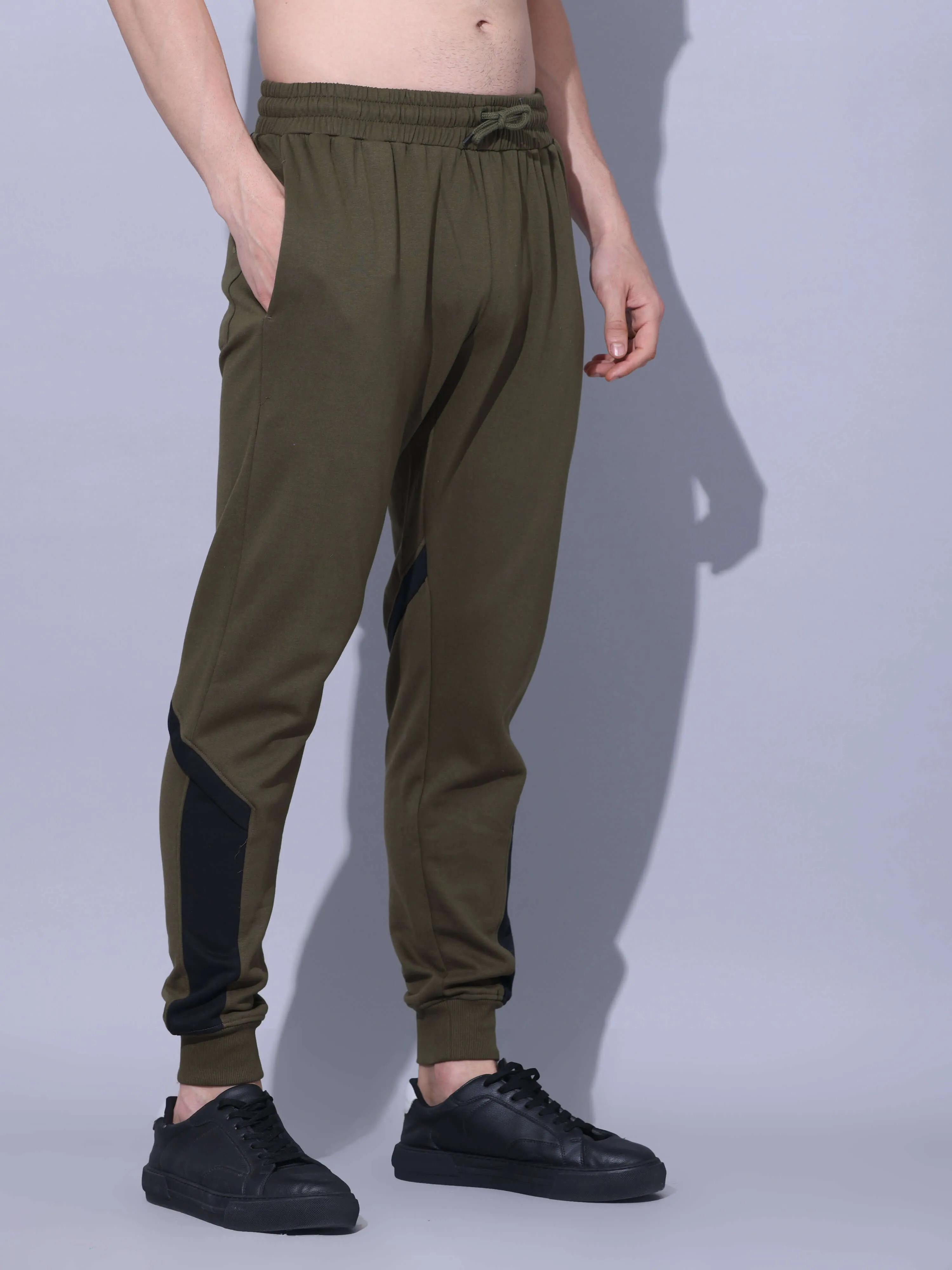 Olive Joggers With Adjustable Draw String