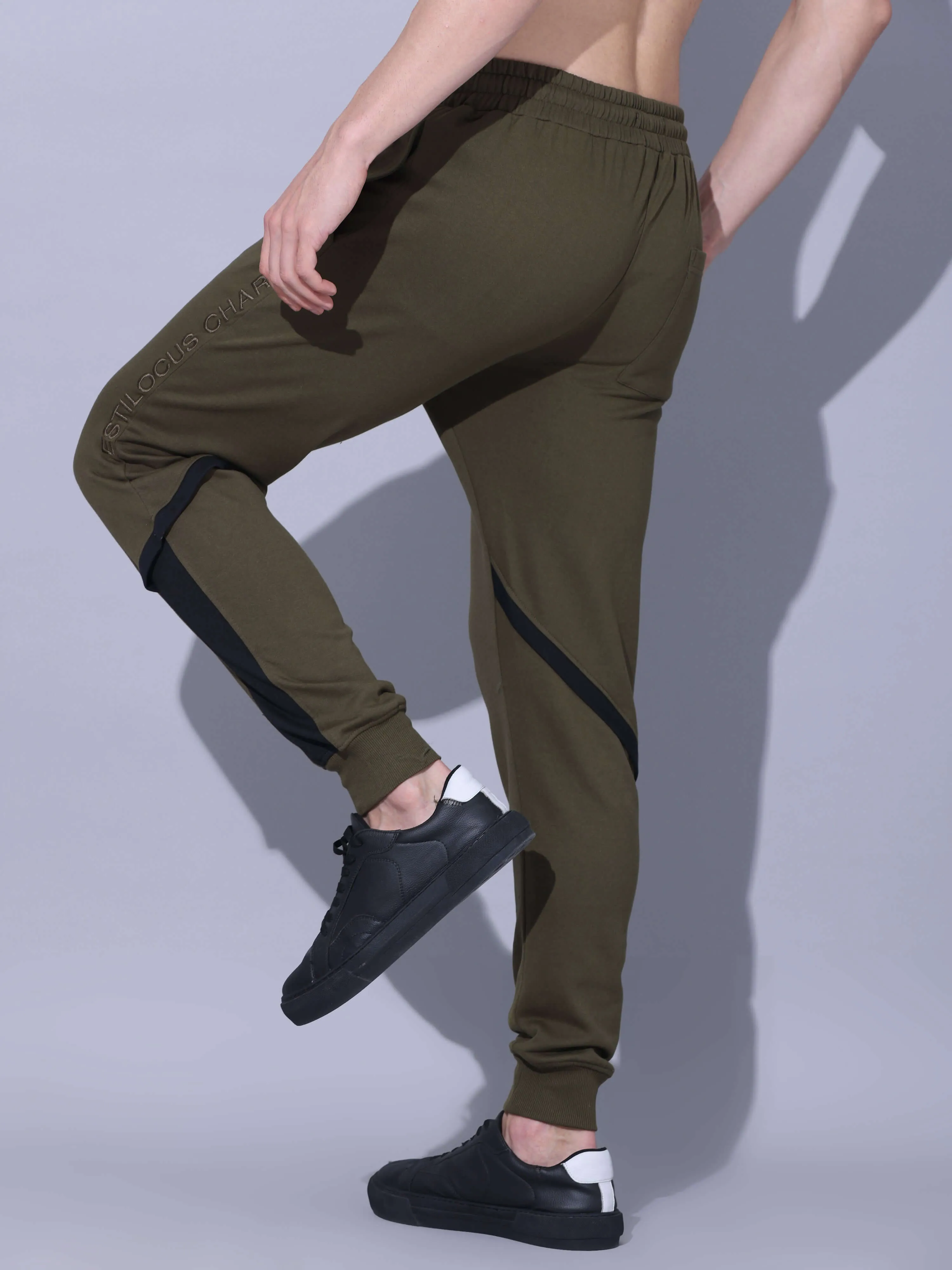 Olive Joggers With Adjustable Draw String