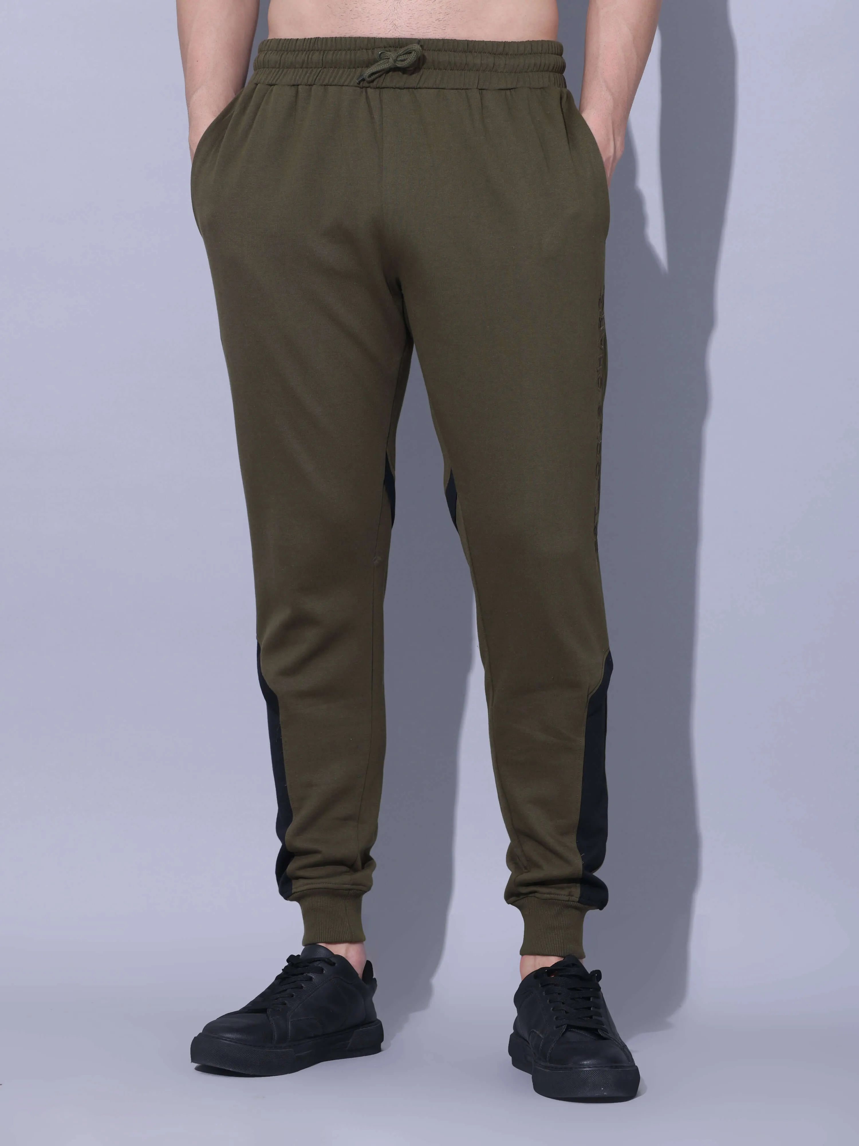 Olive Joggers With Adjustable Draw String