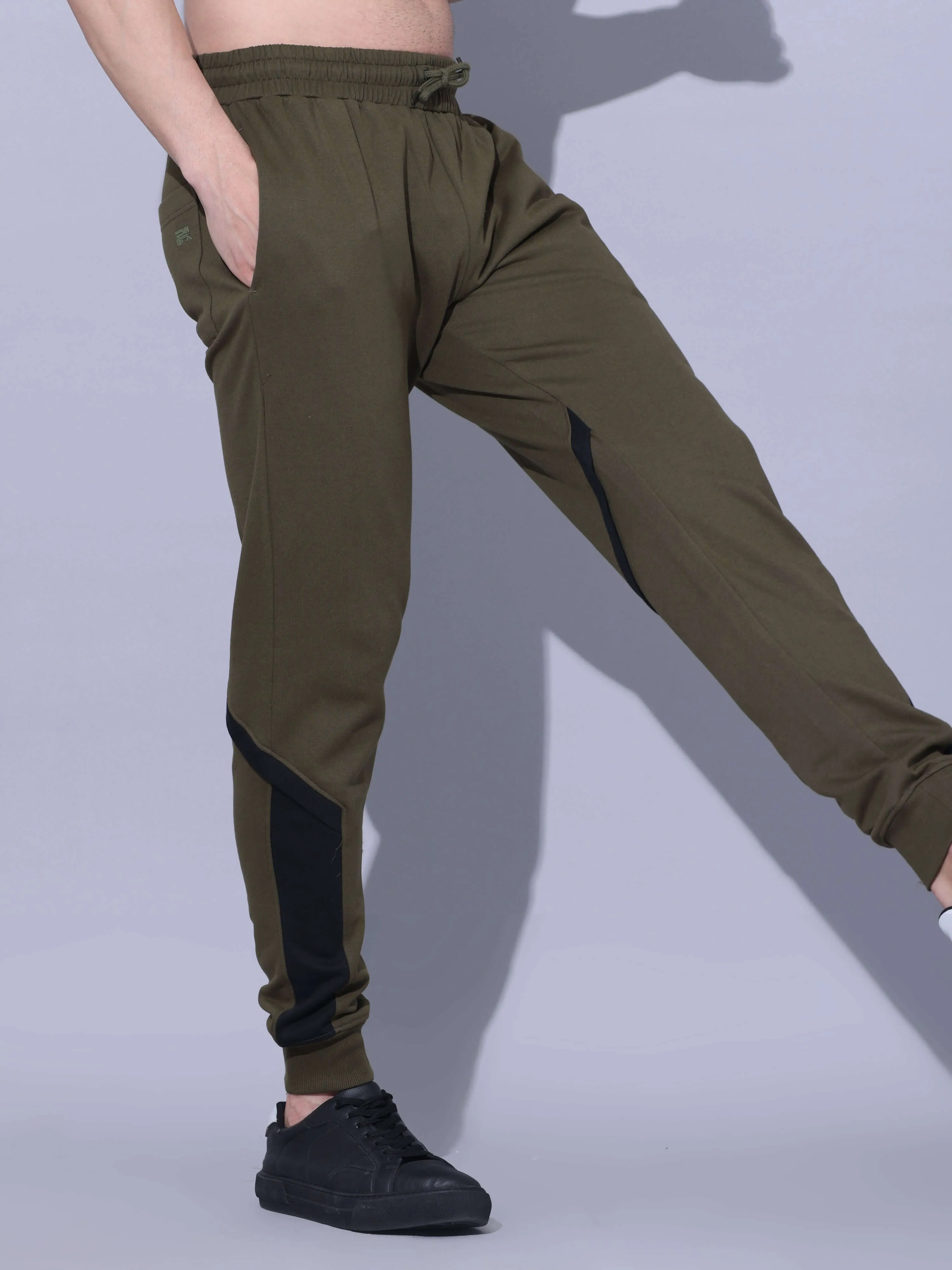 Olive Joggers With Adjustable Draw String