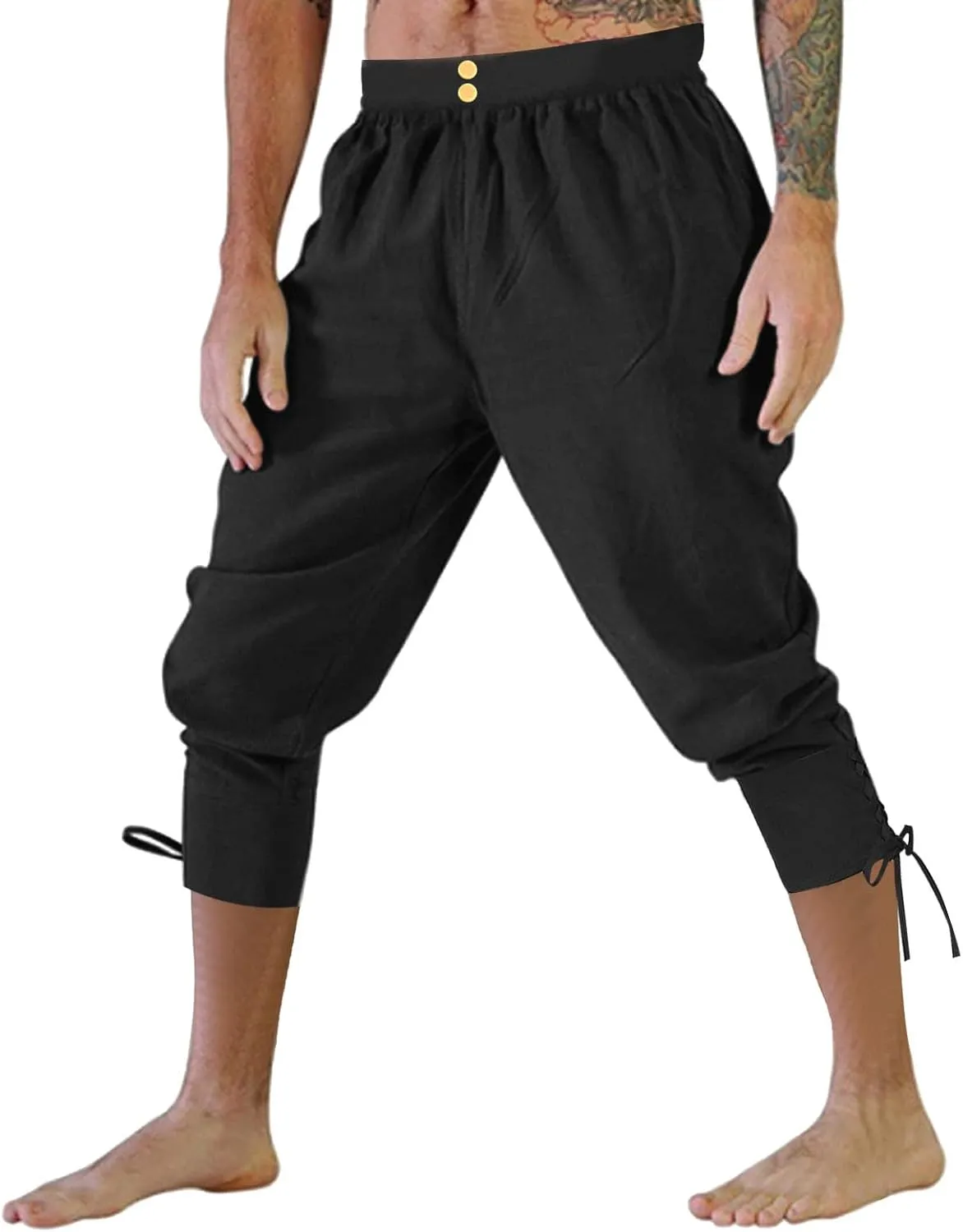 Pantalones Medievales para Hombre Cintura Renacentista Halloween Cosplay Pantalones Casual Loose Comfy Soft Pants