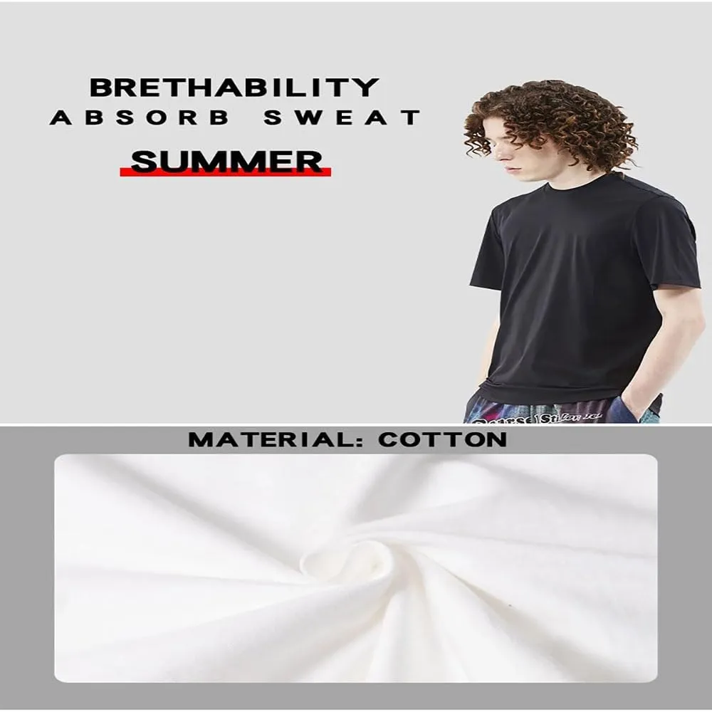 Printing T-Shirt Men Oversized Cotton Summer Tshirt Breathable Loose O-Neck Tee Shirts Te