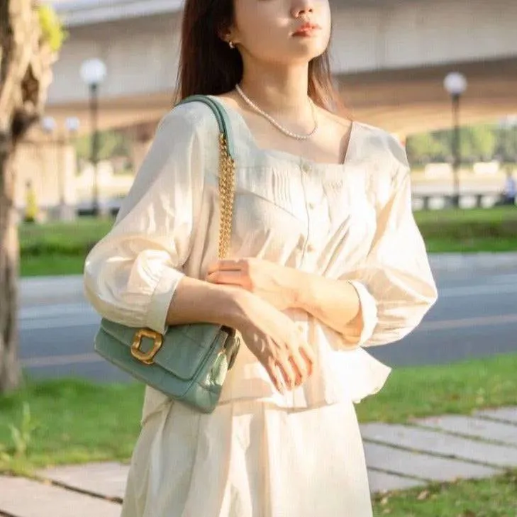 Rayon Wavy Blouse With Square Neck Design-TAKTAI