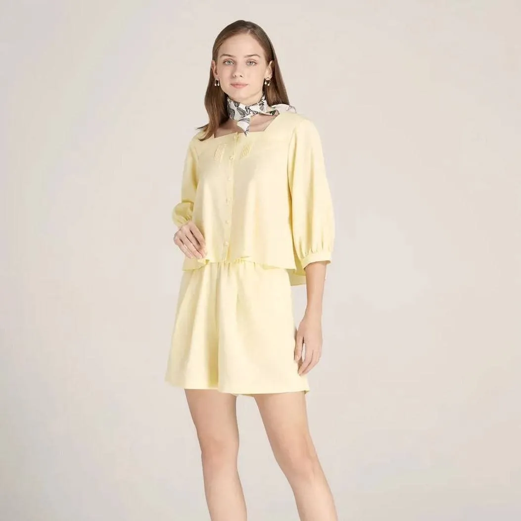 Rayon Wavy Blouse With Square Neck Design-TAKTAI