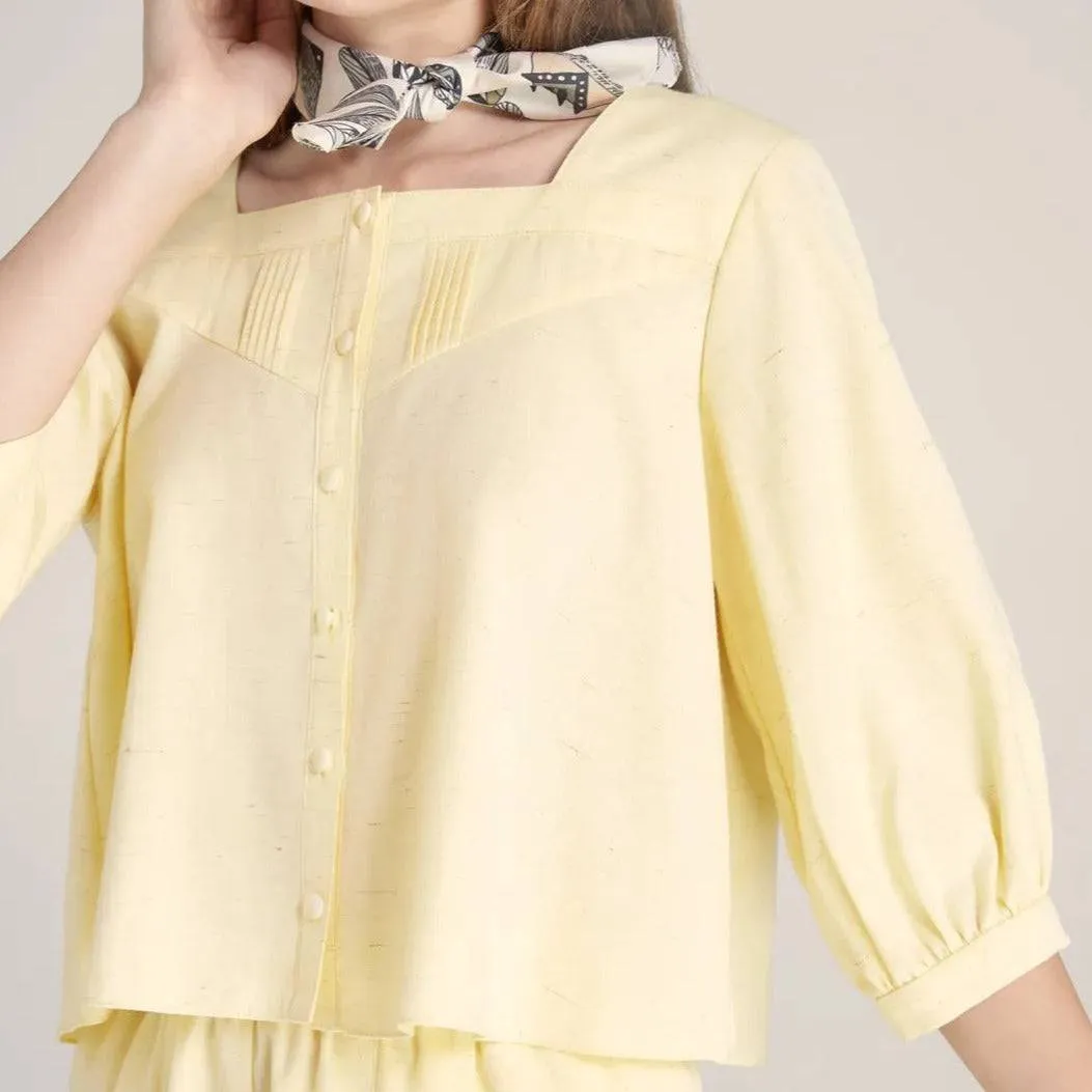 Rayon Wavy Blouse With Square Neck Design-TAKTAI