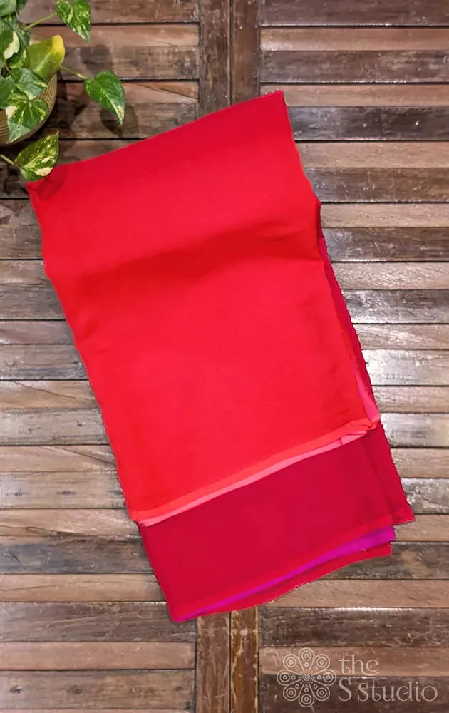 Red and pink chiffon saree