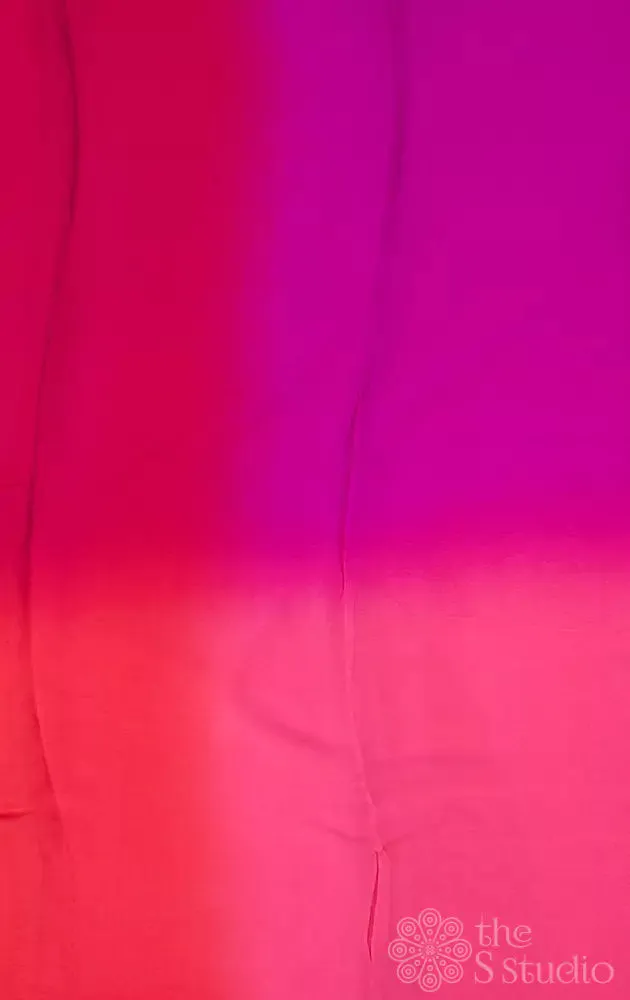 Red and pink chiffon saree