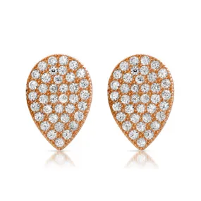 Rose Gold CZ Micropave Teardrop Stud Earrings