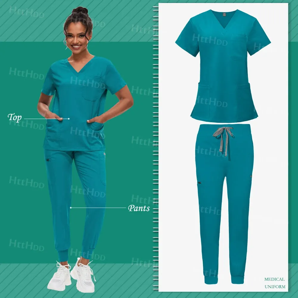 Scrub Sets Uniform Unisex Top and Joggers Hospital Accessories Medical Surgical Gown