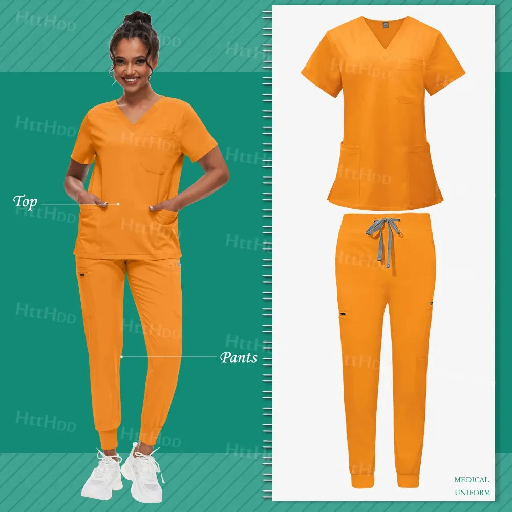 Scrub Sets Uniform Unisex Top and Joggers Hospital Accessories Medical Surgical Gown
