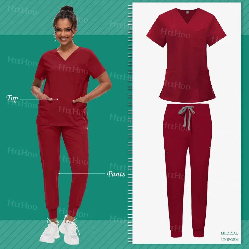 Scrub Sets Uniform Unisex Top and Joggers Hospital Accessories Medical Surgical Gown