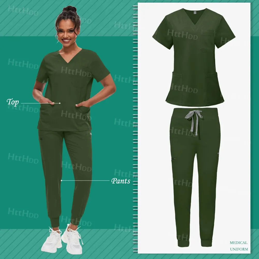 Scrub Sets Uniform Unisex Top and Joggers Hospital Accessories Medical Surgical Gown