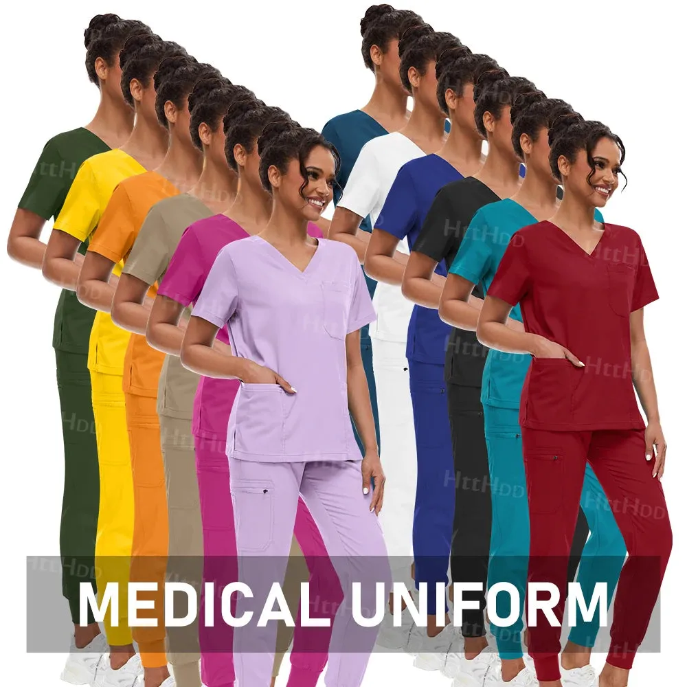 Scrub Sets Uniform Unisex Top and Joggers Hospital Accessories Medical Surgical Gown