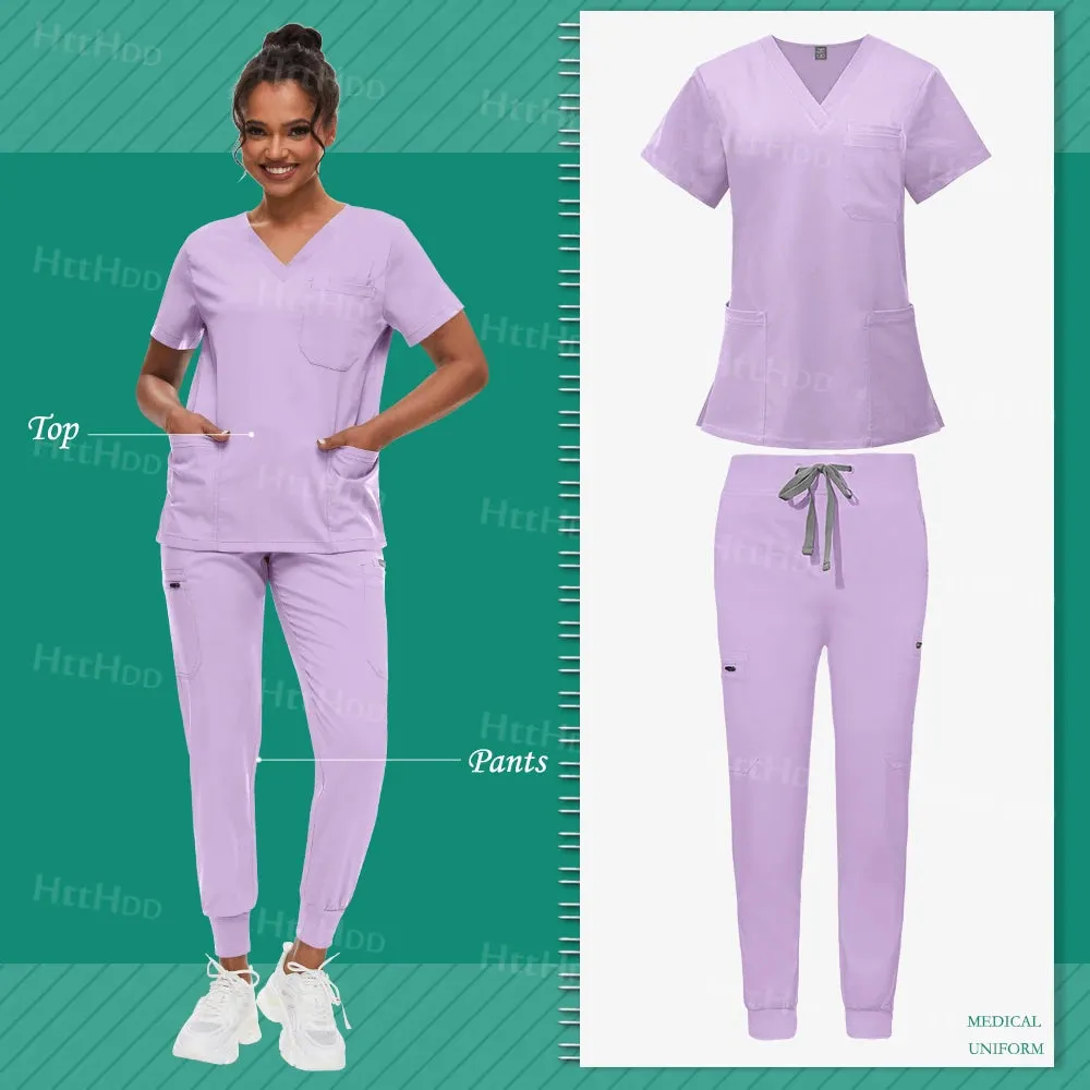 Scrub Sets Uniform Unisex Top and Joggers Hospital Accessories Medical Surgical Gown