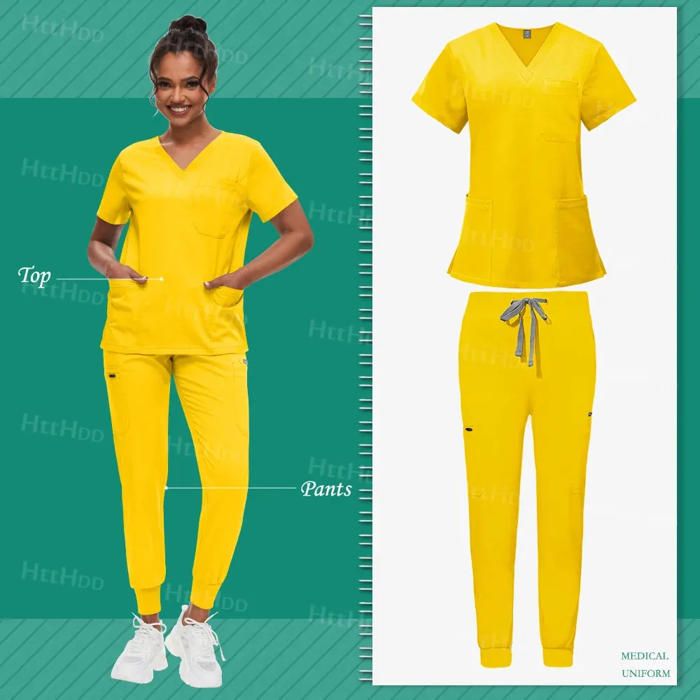 Scrub Sets Uniform Unisex Top and Joggers Hospital Accessories Medical Surgical Gown