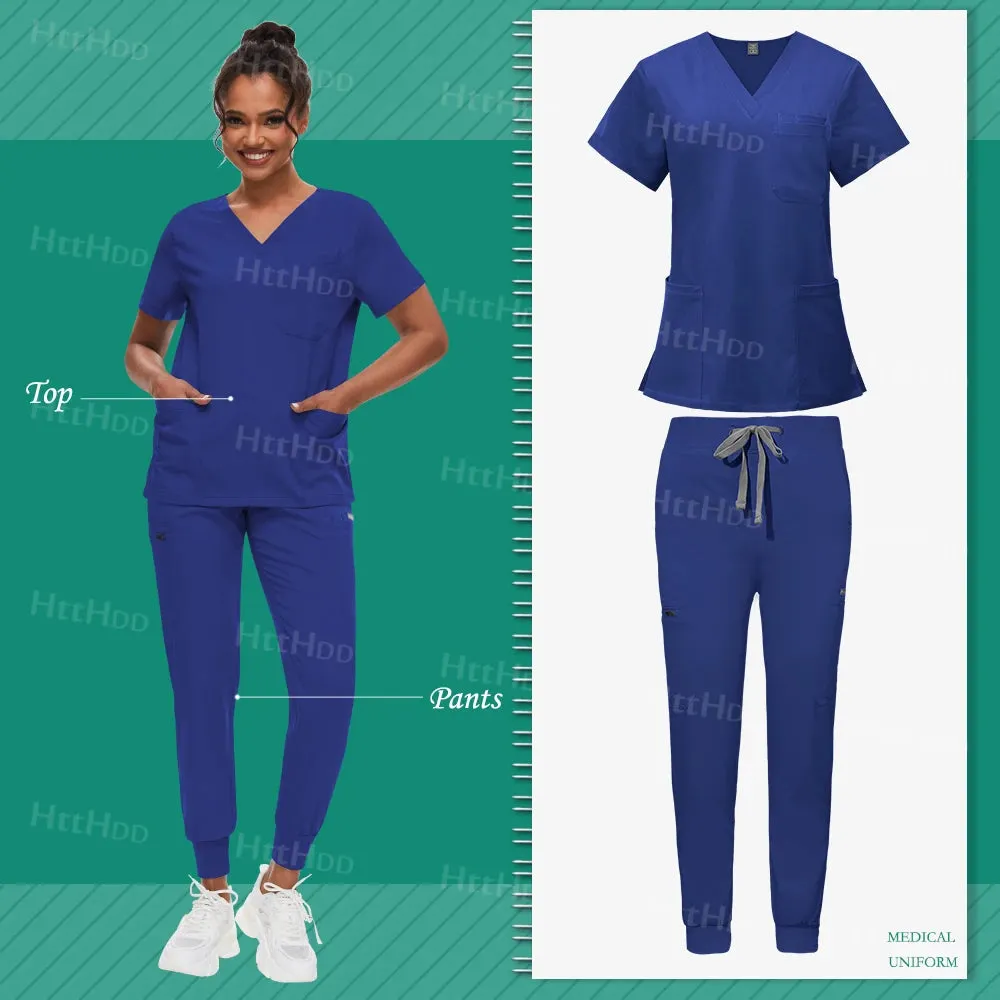 Scrub Sets Uniform Unisex Top and Joggers Hospital Accessories Medical Surgical Gown