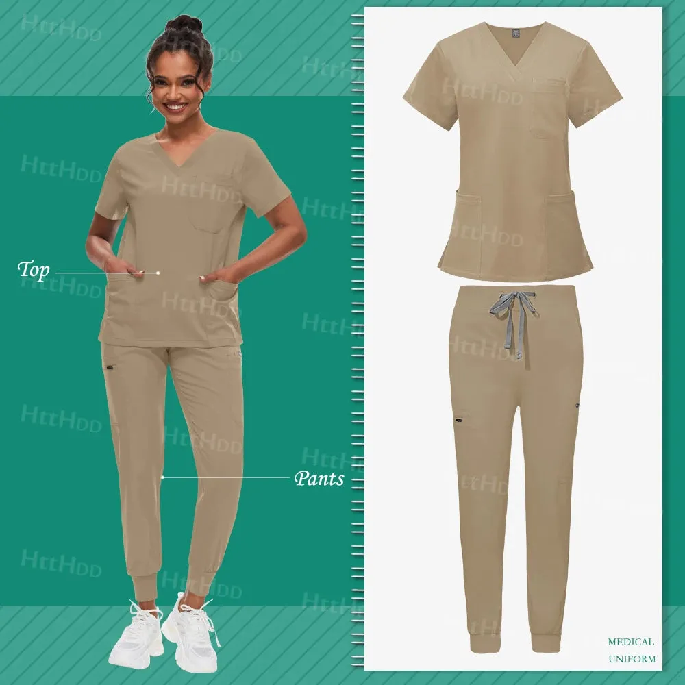 Scrub Sets Uniform Unisex Top and Joggers Hospital Accessories Medical Surgical Gown