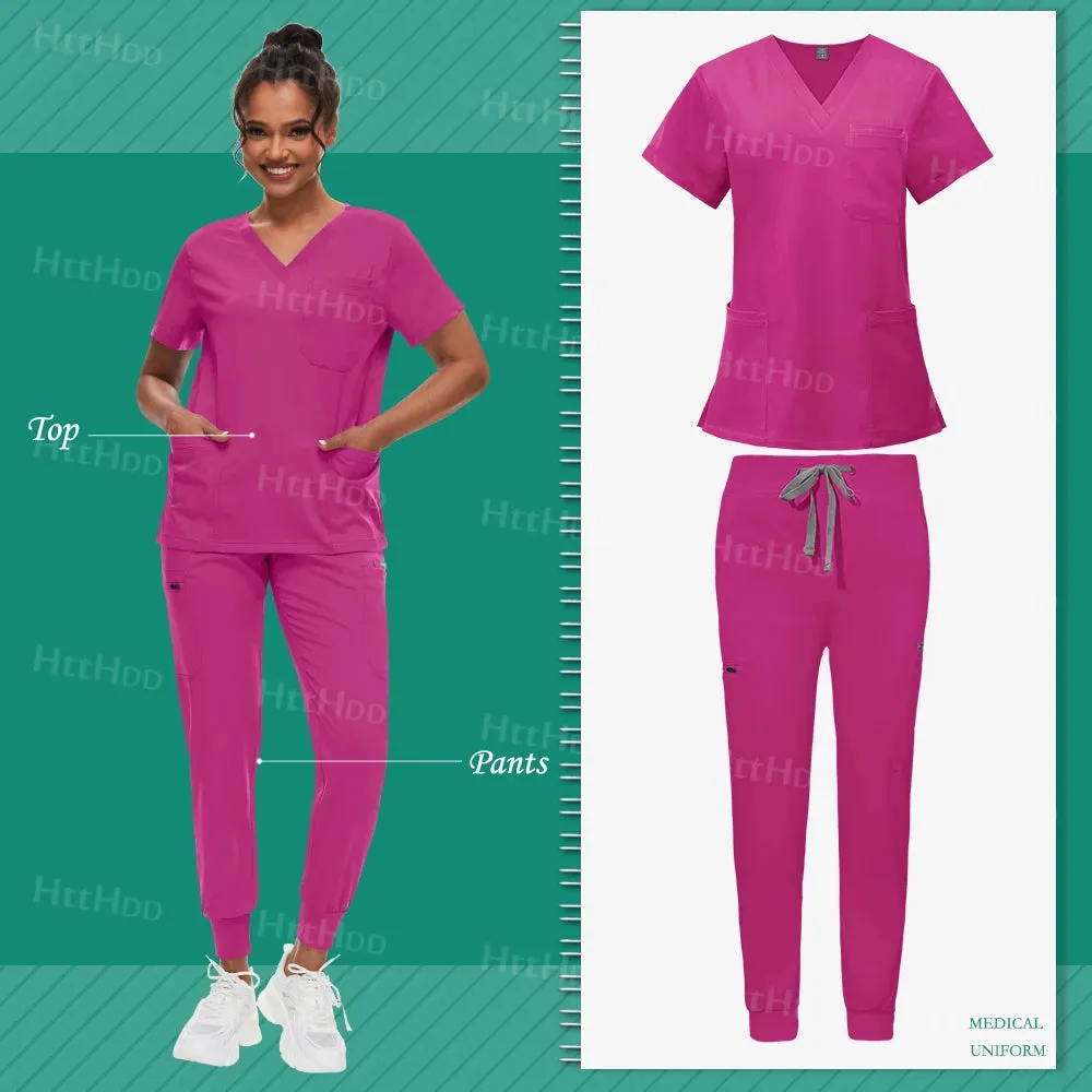 Scrub Sets Uniform Unisex Top and Joggers Hospital Accessories Medical Surgical Gown