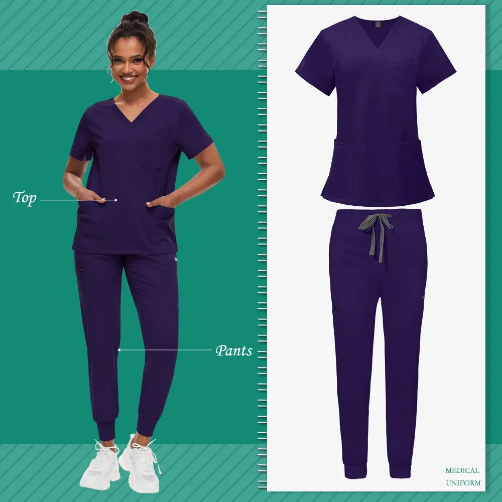 Scrub Sets Uniform Unisex Top and Joggers Hospital Accessories Medical Surgical Gown