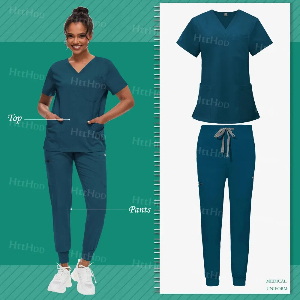 Scrub Sets Uniform Unisex Top and Joggers Hospital Accessories Medical Surgical Gown