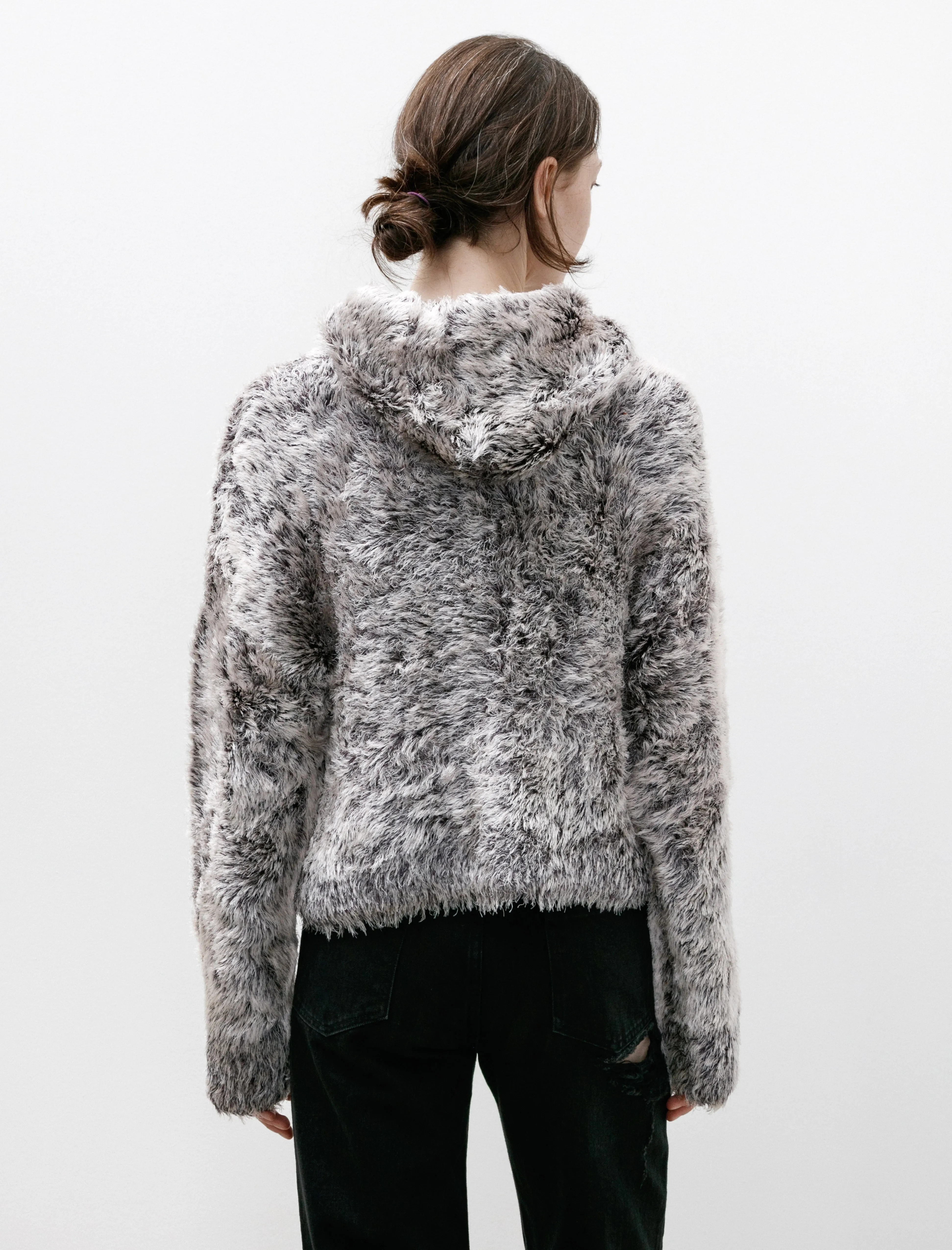 Silk Fur Hoodie White/Black