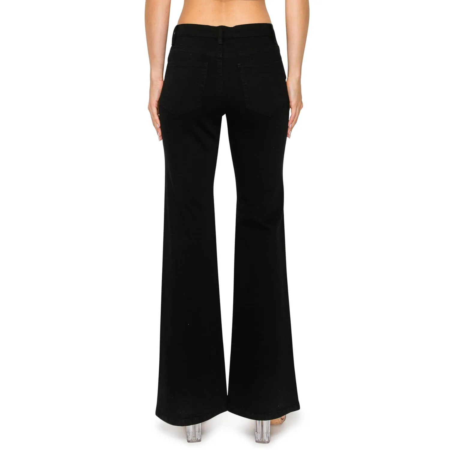 Soft Stretchy High Rise Everyday Flare Jeans - Black