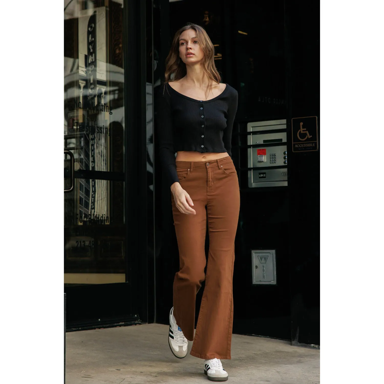Soft Stretchy High Rise Everyday Flare Jeans - Hazel