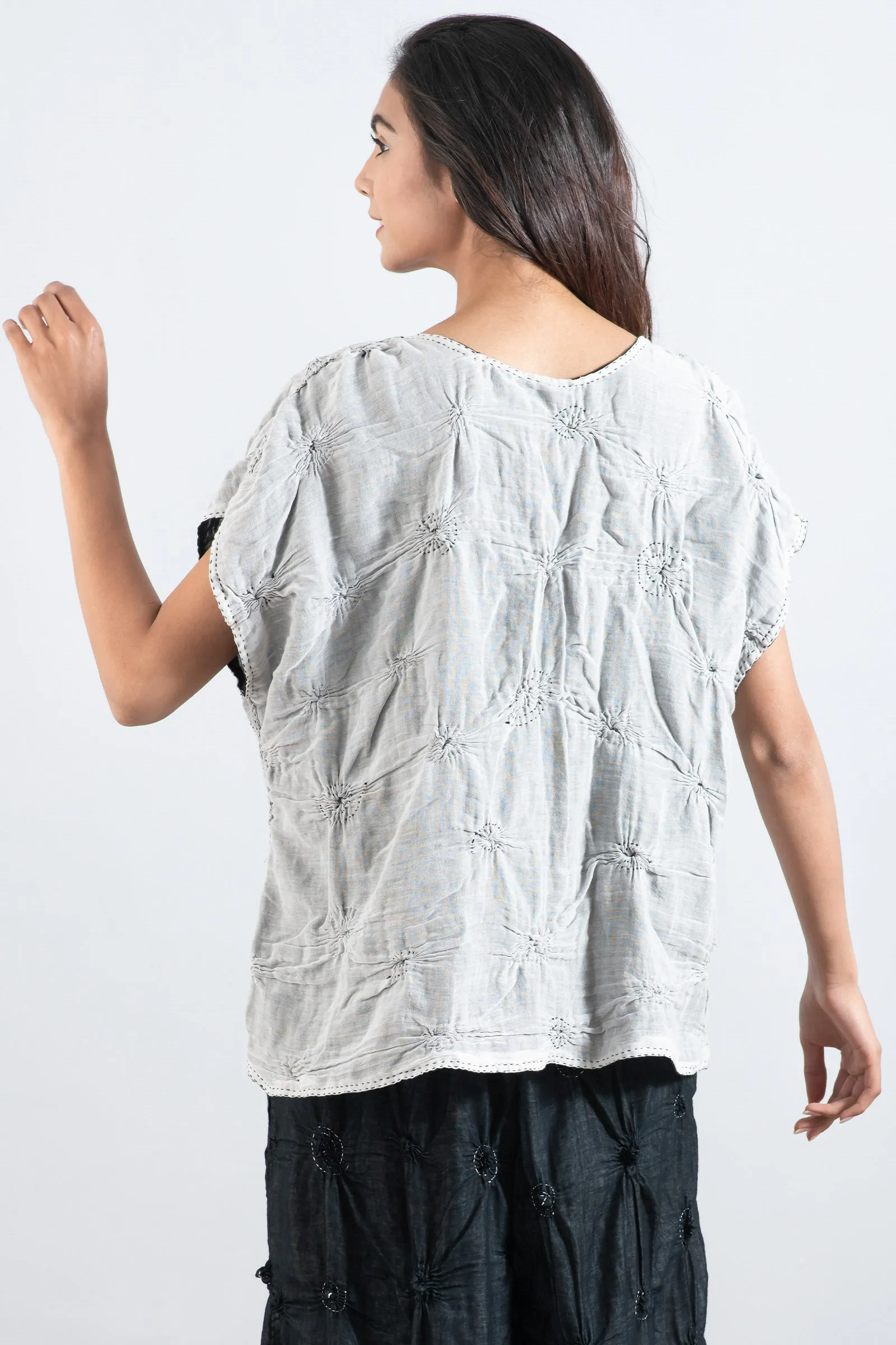 SPIRAL KANTHA BLOUSE - sl2534-blk -