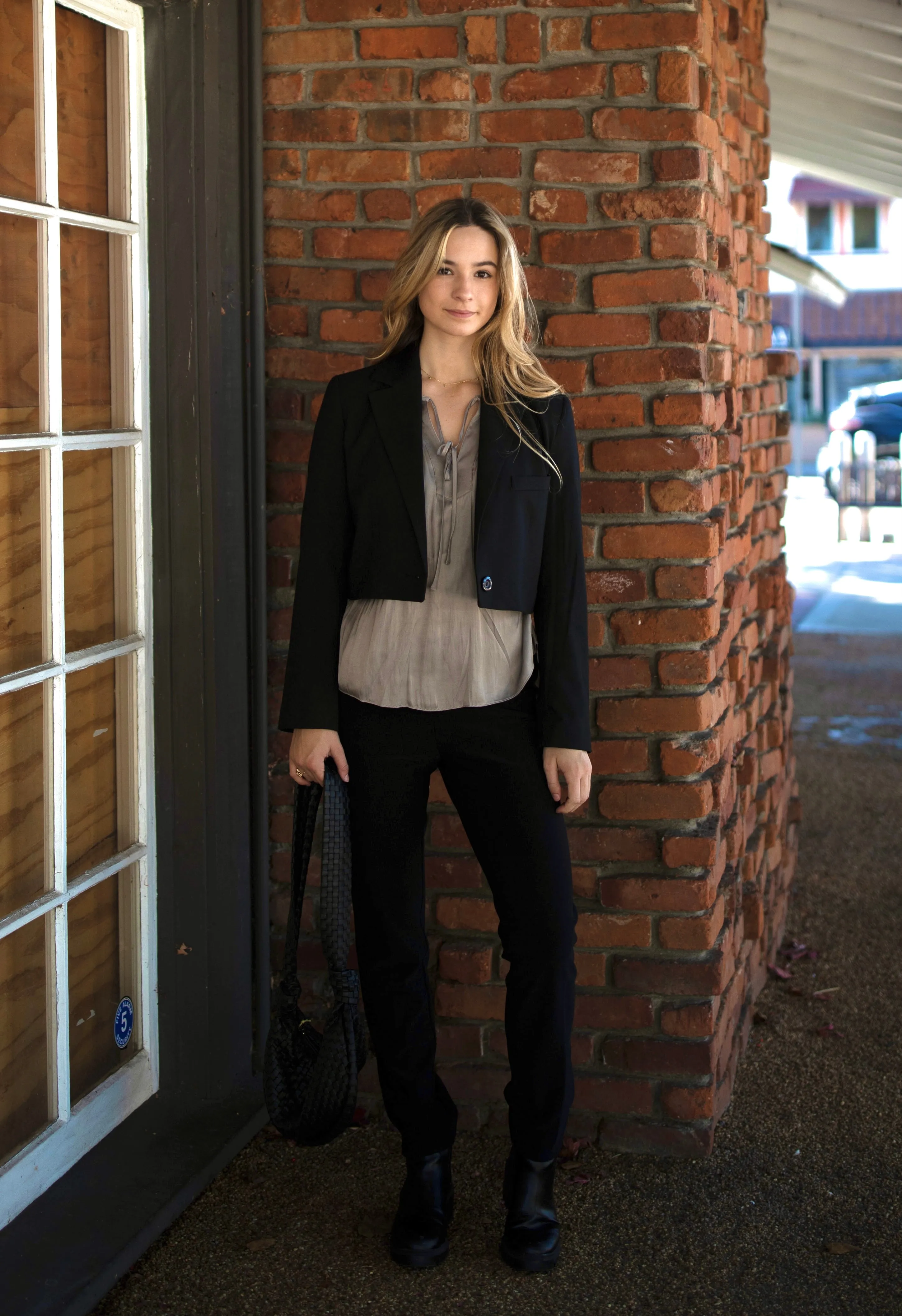 Split Neck Long Sleeve Blouse with Tie by Current Air