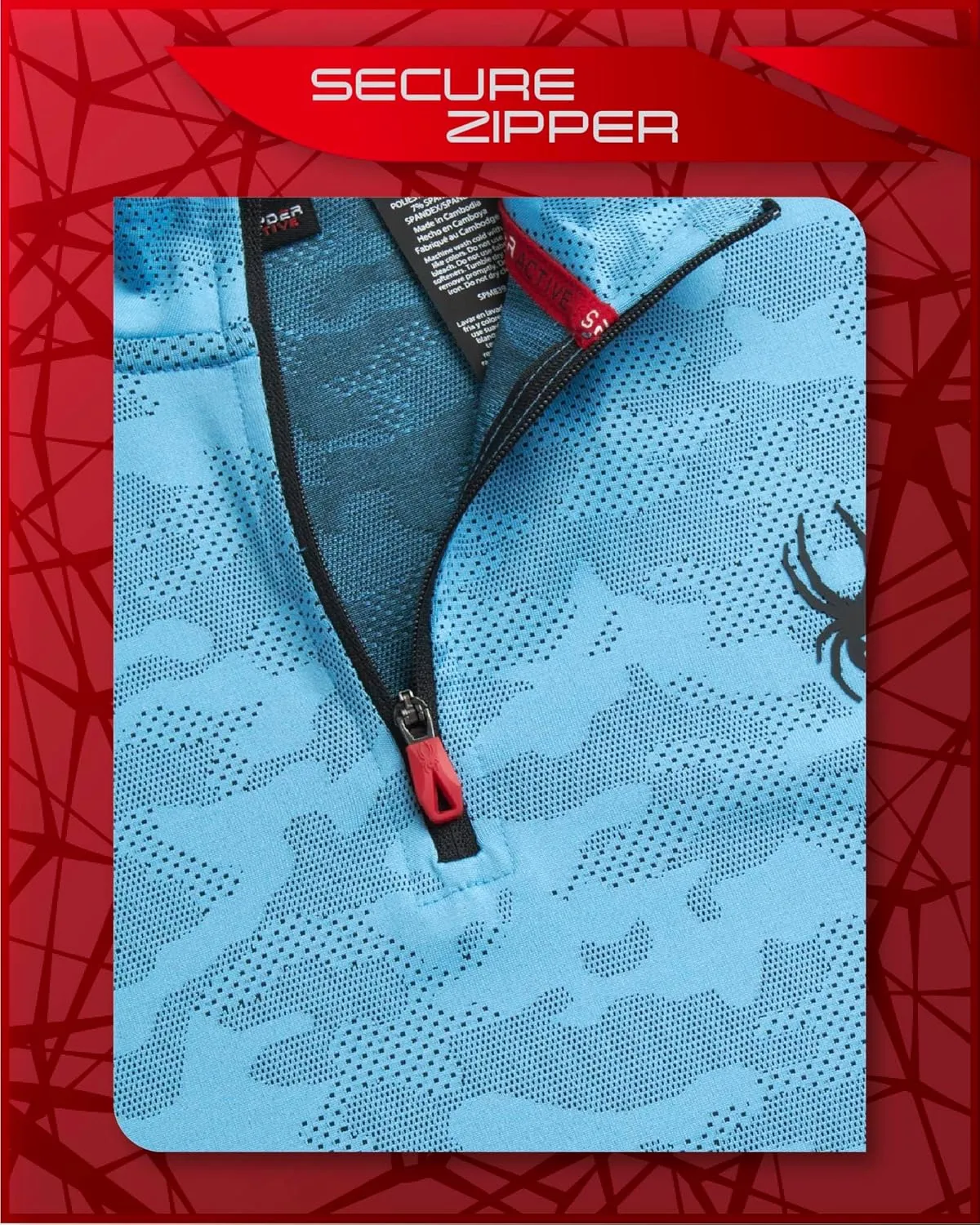 Spyder Men's Active Shirt - Quarter Zip Long Sleeve Fitted Performance Pullover - 1/4 Zip Camo Workout Top for Men (S-XL)