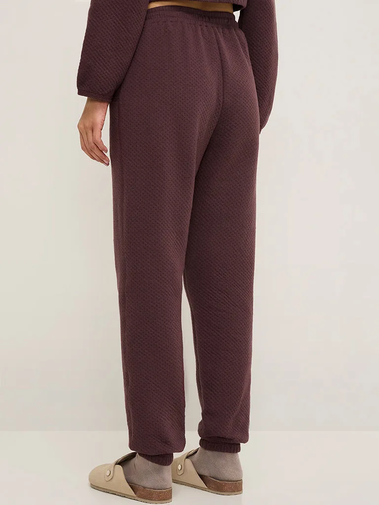 Superstar Wine Quilted High-Rise Cotton-Blend Joggers