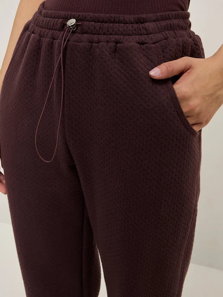 Superstar Wine Quilted High-Rise Cotton-Blend Joggers