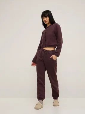 Superstar Wine Quilted High-Rise Cotton-Blend Joggers