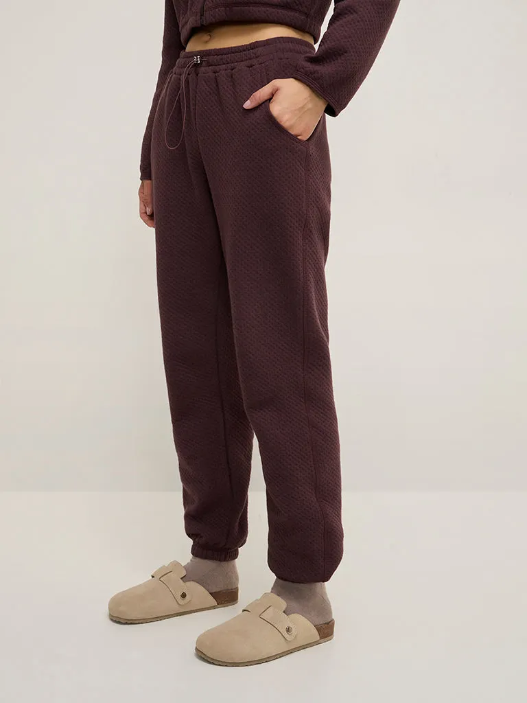 Superstar Wine Quilted High-Rise Cotton-Blend Joggers
