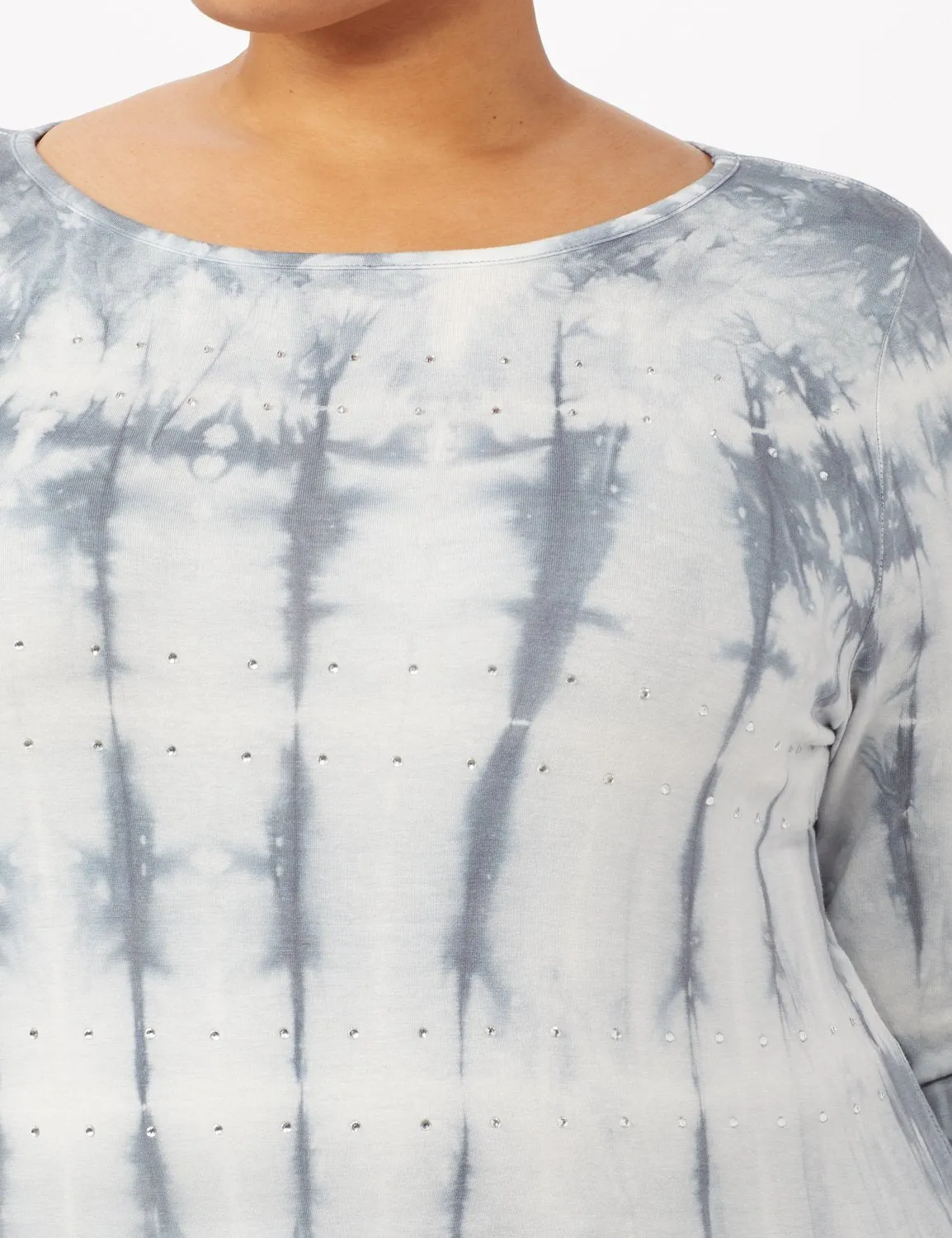 Tie Dye Hi-Lo Hem Knit Top - Plus