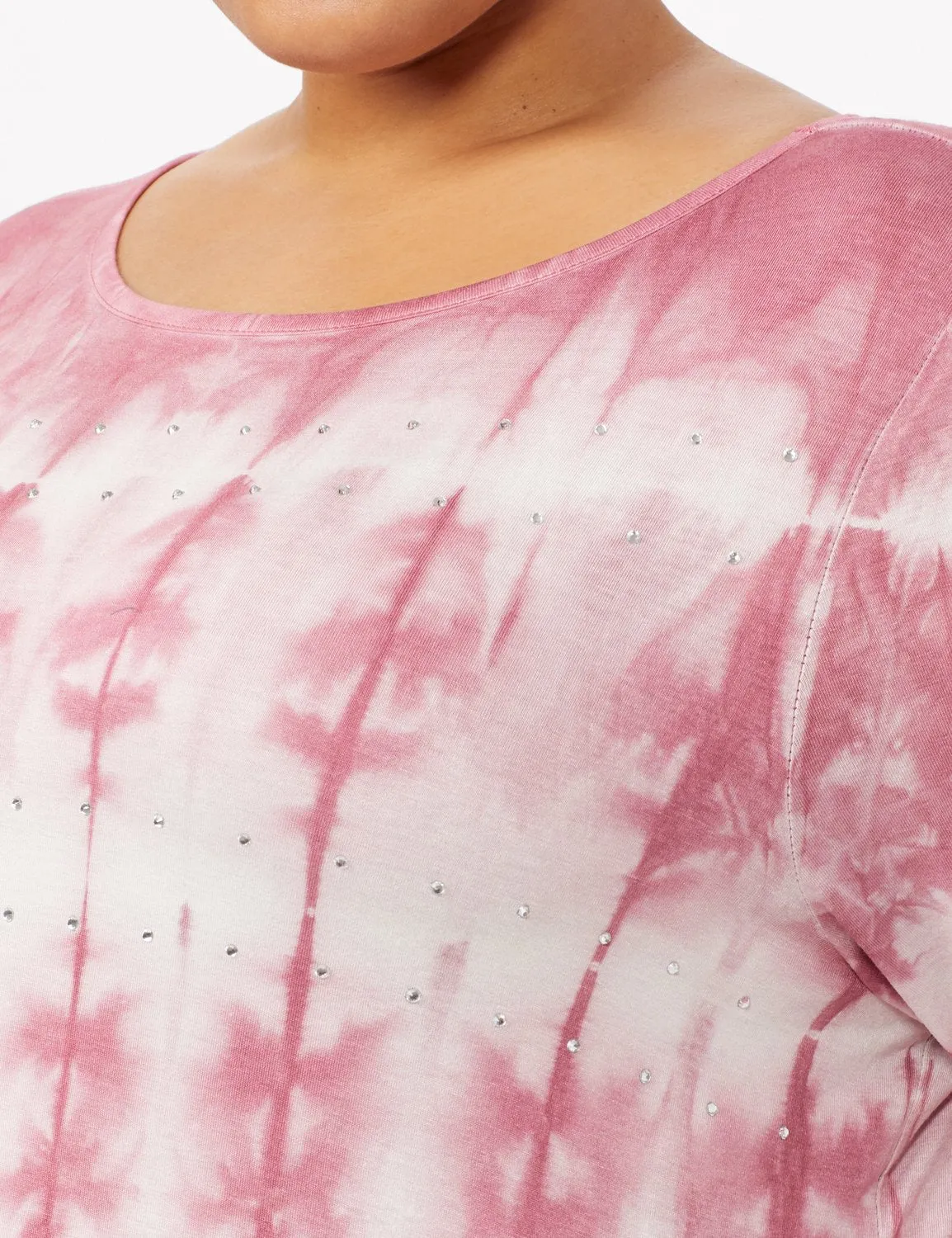 Tie Dye Hi-Lo Hem Knit Top - Plus