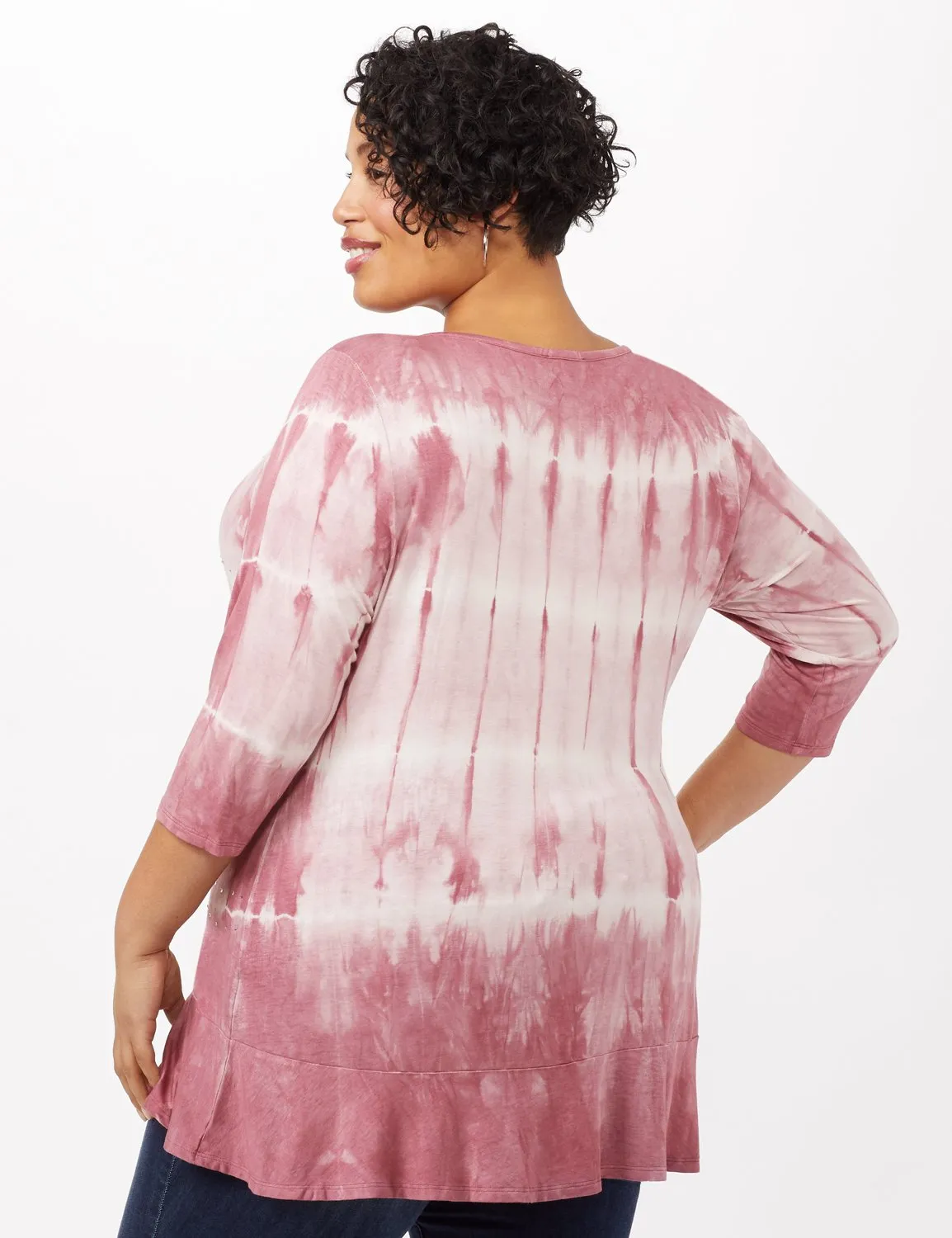 Tie Dye Hi-Lo Hem Knit Top - Plus
