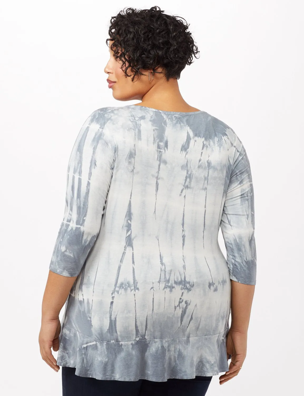 Tie Dye Hi-Lo Hem Knit Top - Plus