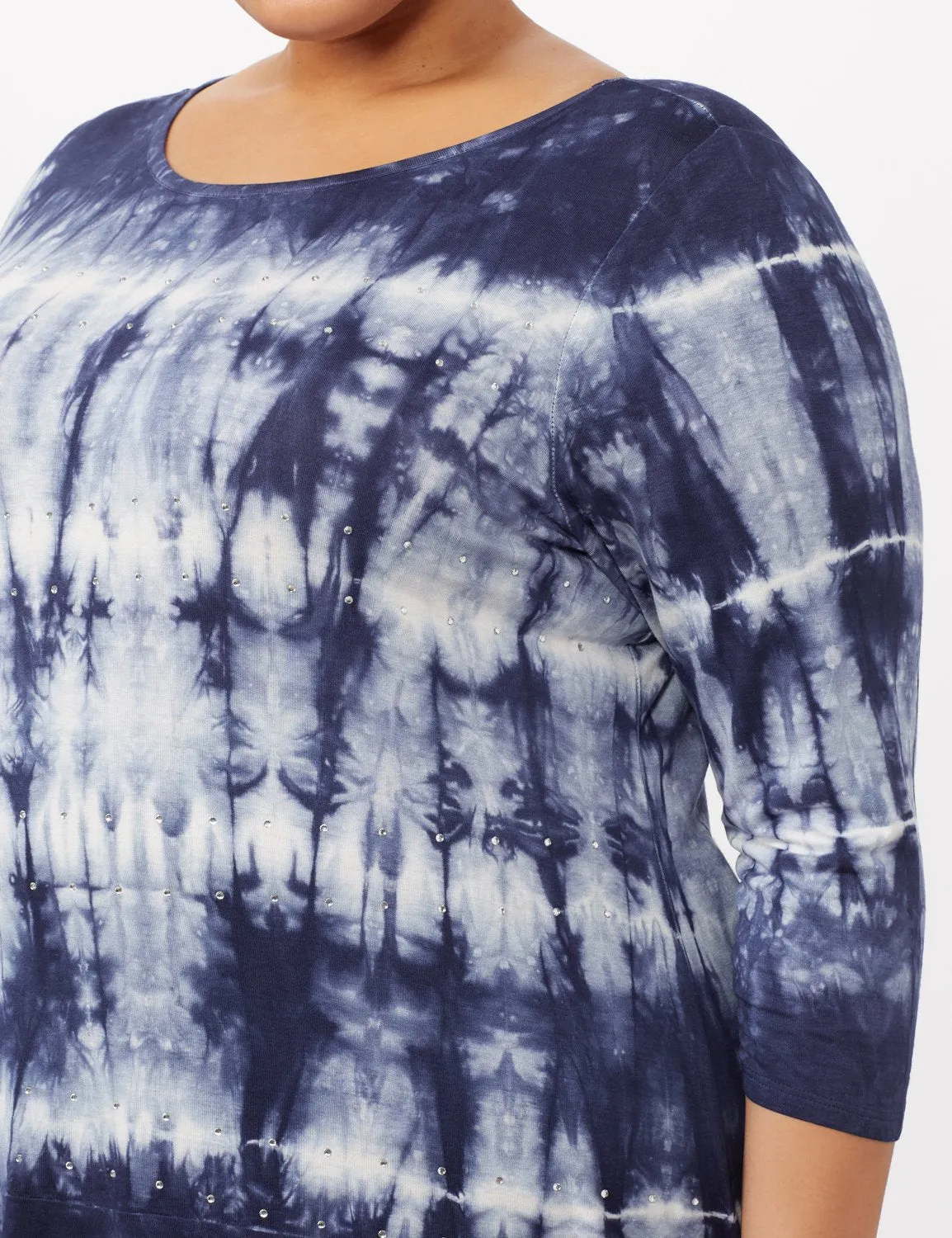 Tie Dye Hi-Lo Hem Knit Top - Plus