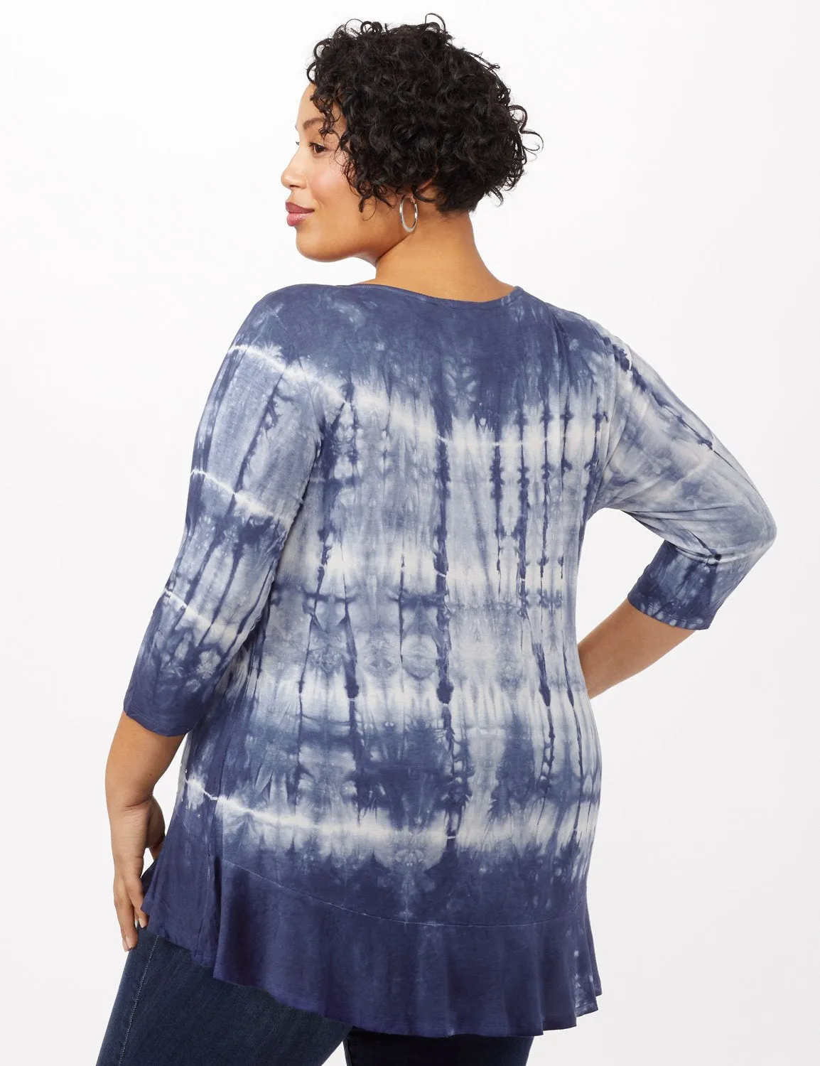 Tie Dye Hi-Lo Hem Knit Top - Plus