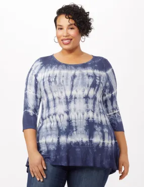 Tie Dye Hi-Lo Hem Knit Top - Plus
