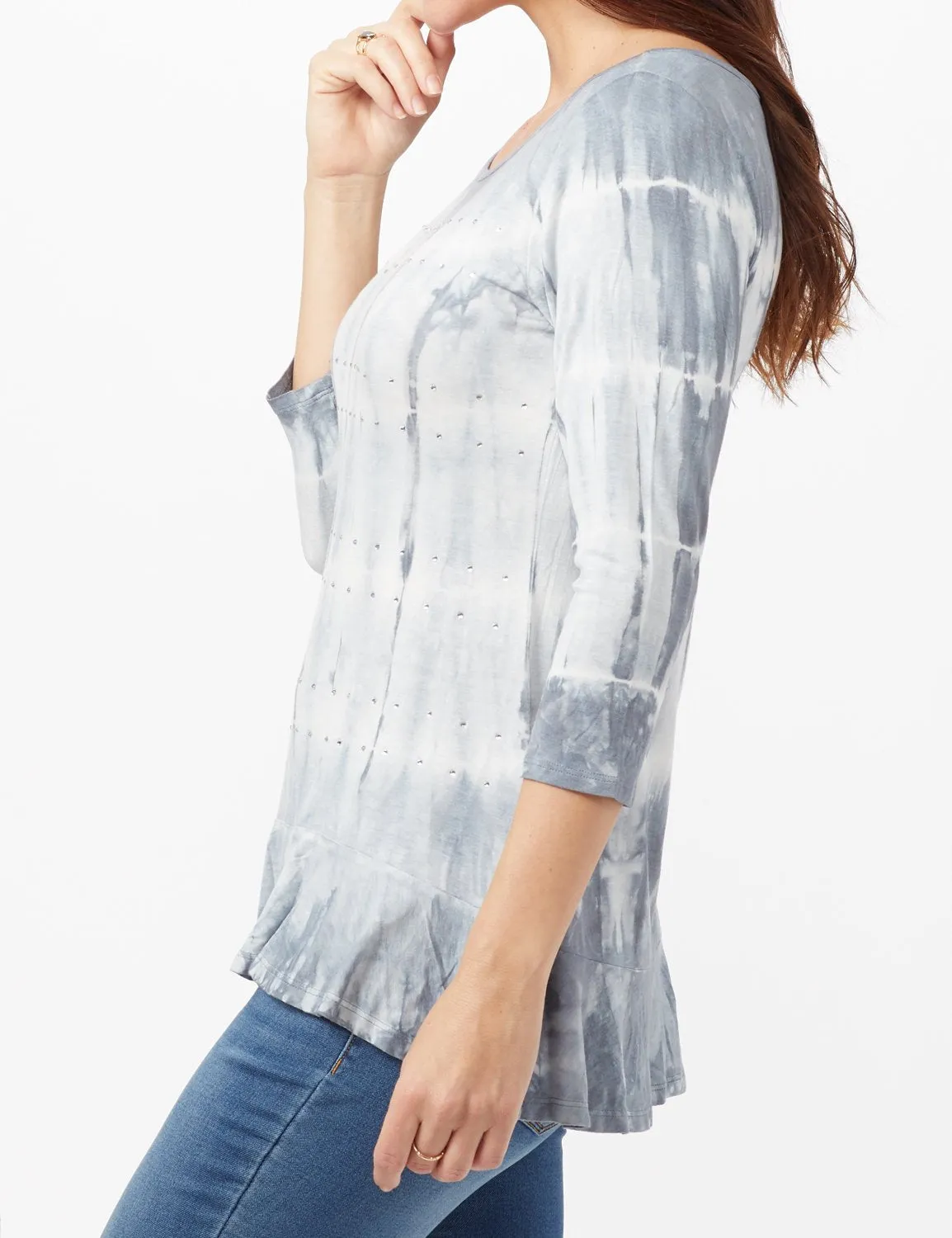 Tie Dye Hi-Lo Hem Knit Top