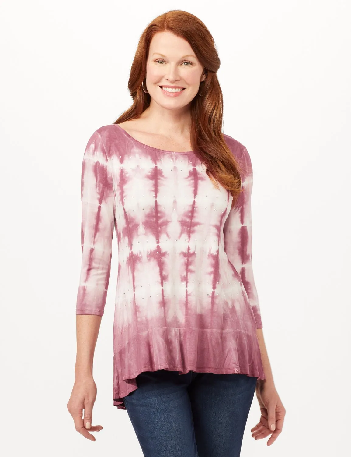 Tie Dye Hi-Lo Hem Knit Top
