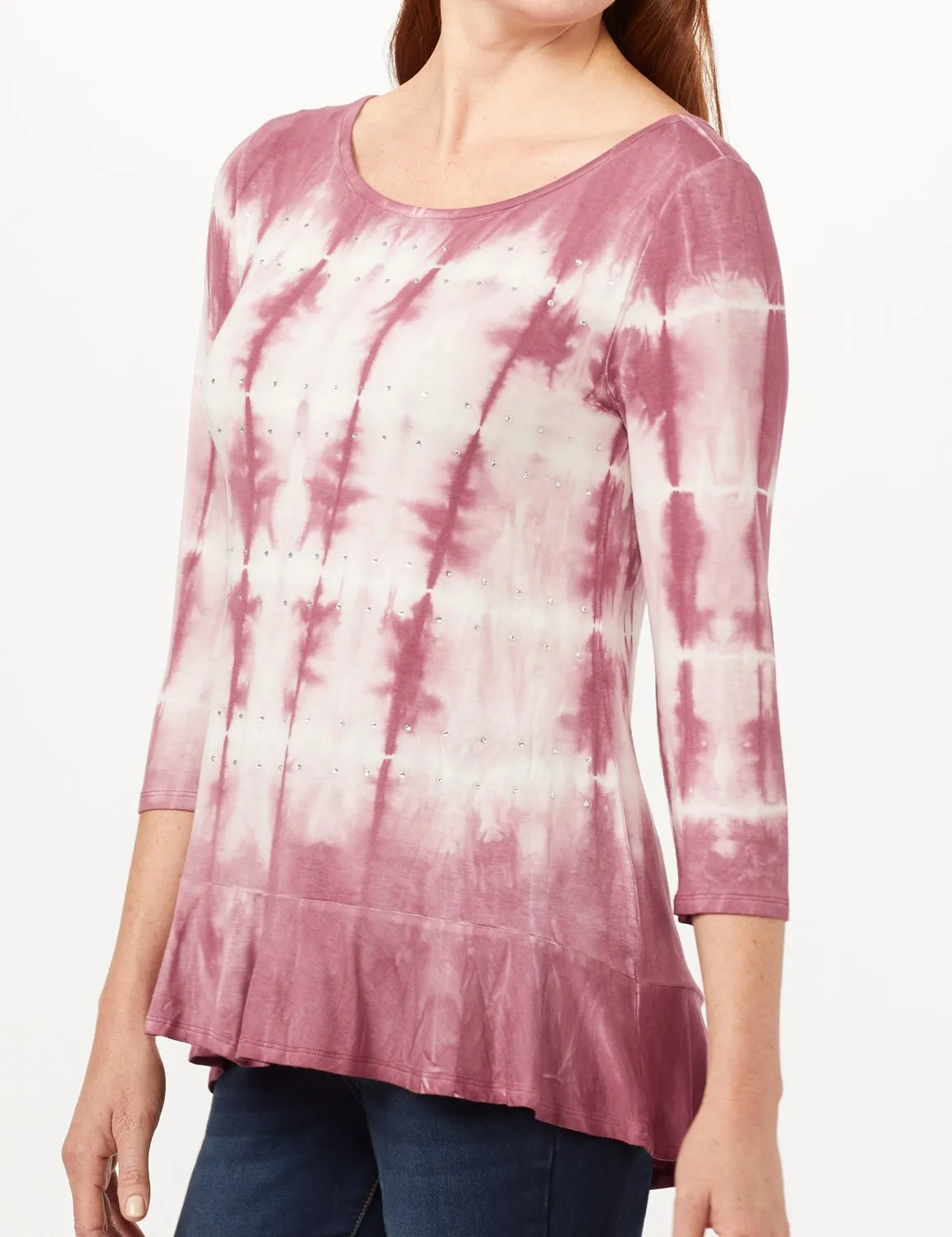 Tie Dye Hi-Lo Hem Knit Top