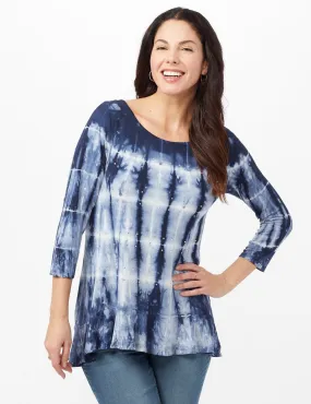 Tie Dye Hi-Lo Hem Knit Top