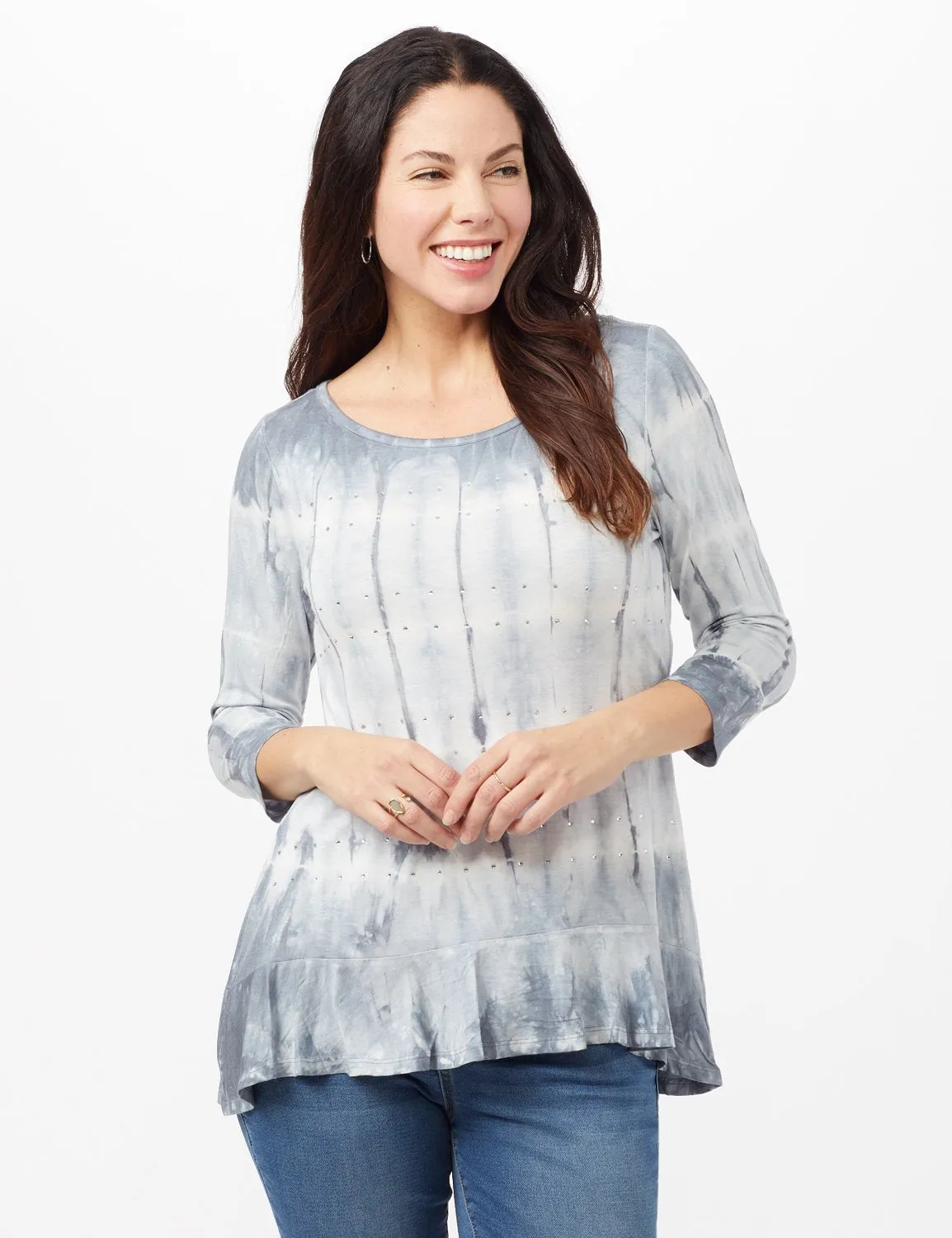 Tie Dye Hi-Lo Hem Knit Top