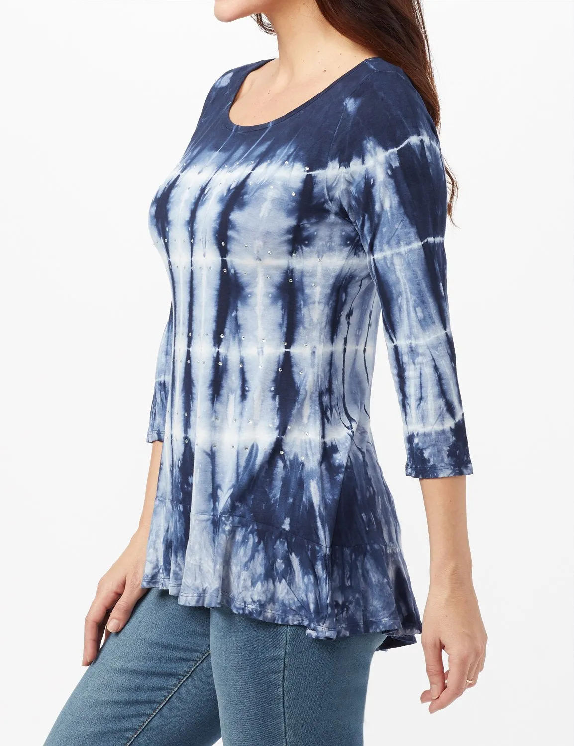 Tie Dye Hi-Lo Hem Knit Top